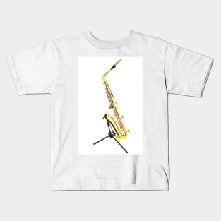 Saxophone On Stand White Background Kids T-Shirt